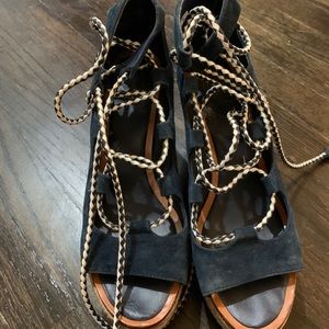 Tory Burch Blue Wedges